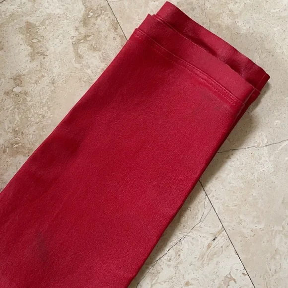 R+A red leather high waist pants 29